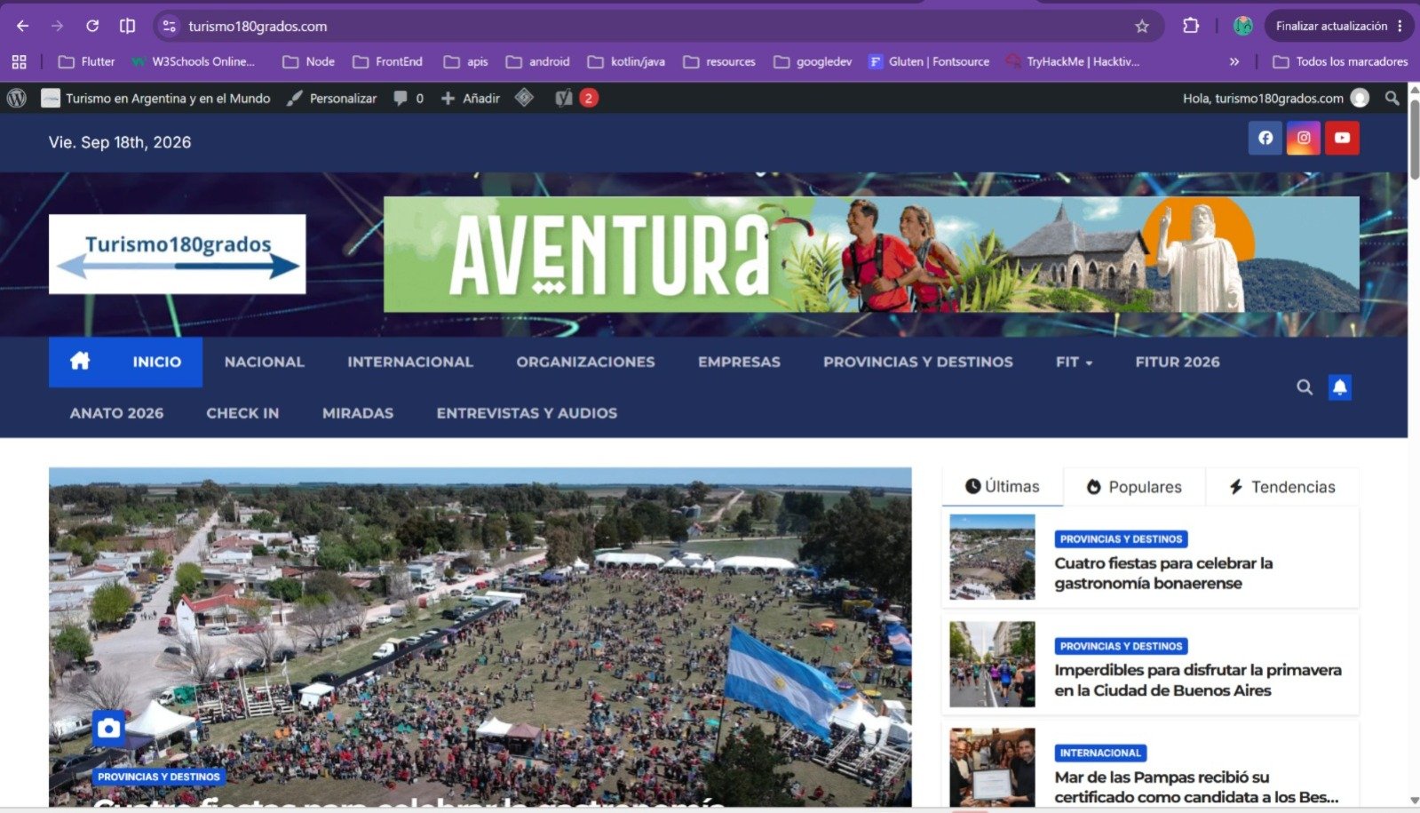 Sitio web Turismo 180 Grados
